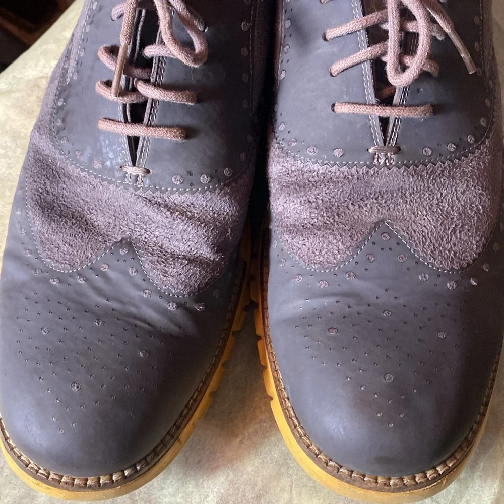 Cole Haan Blue suede Men's Lace-Up wing tip loafers size 11.5